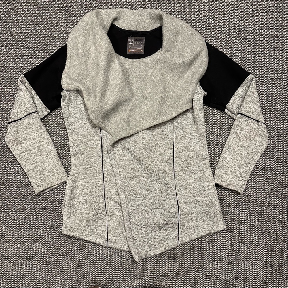 tek gear Gray and Black Draped Open-Front Sweatshirt